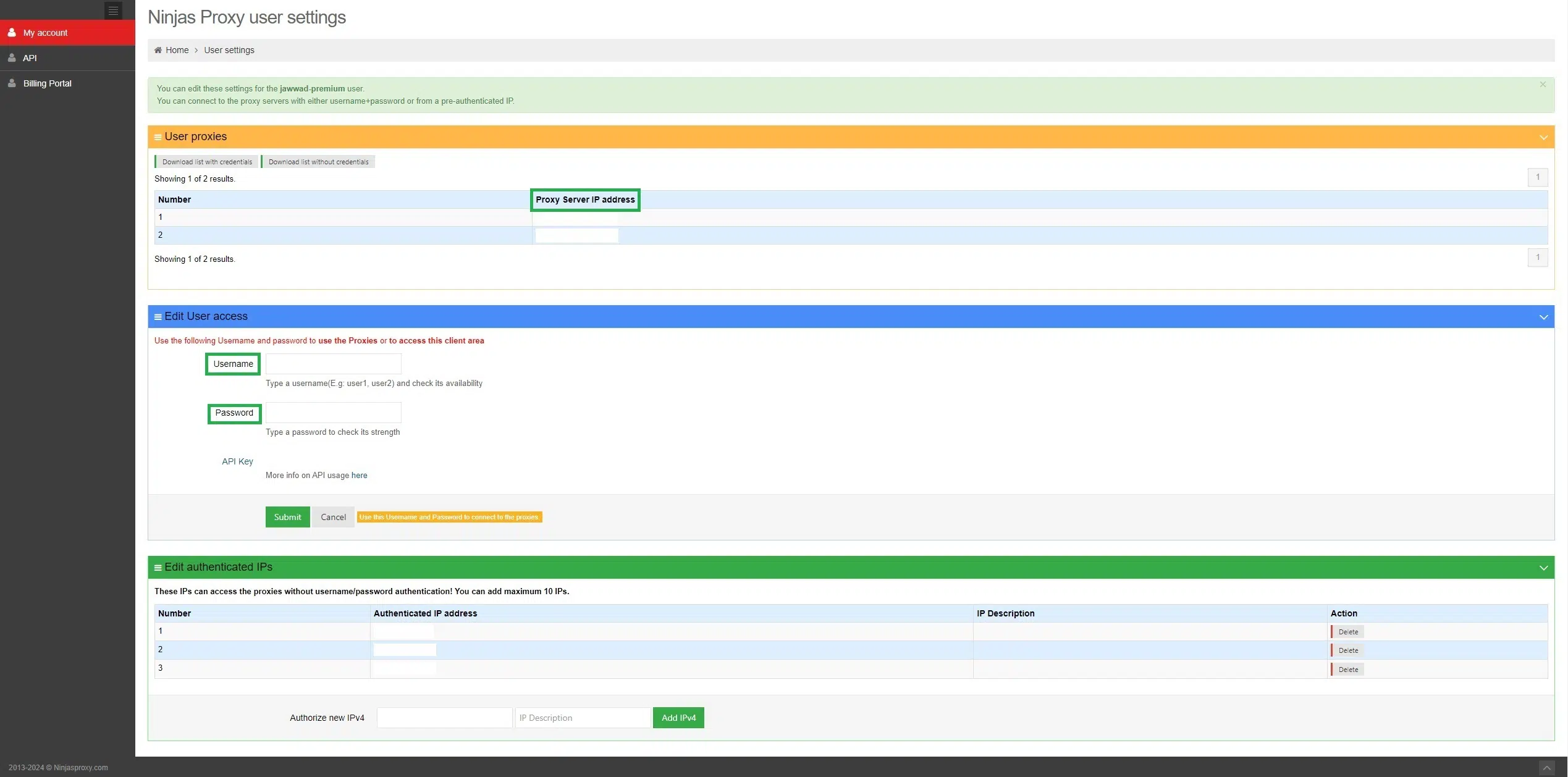 Ninja Proxy Control Panel